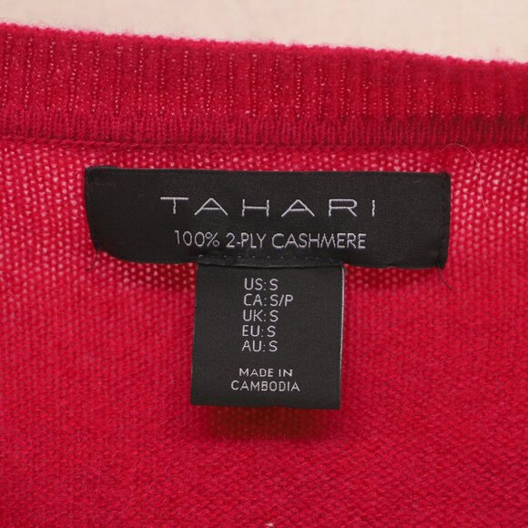 NWT TAHARI 100% 2-Ply Cashmere V-Neck Sweater Fuchsia Pink Size S - Picture 7 of 7